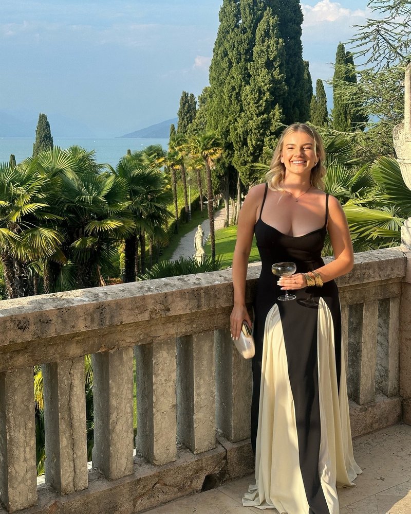 Black and Ivory Split Maxi Dress H6487