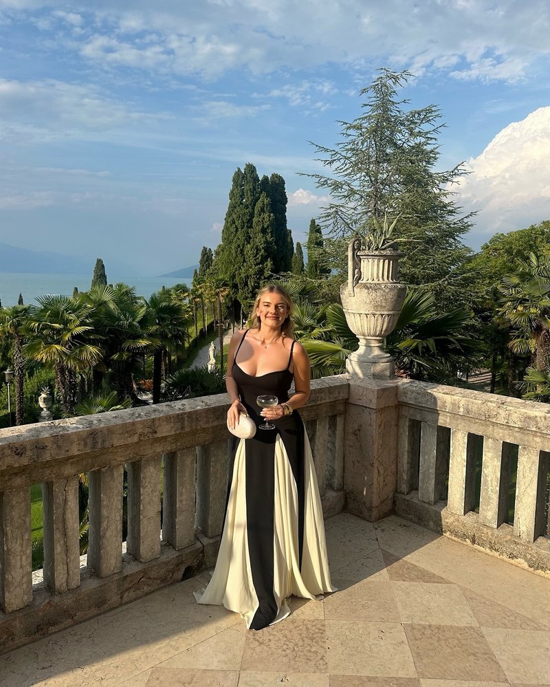 Black and Ivory Split Maxi Dress H6487