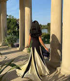 Black and Ivory Split Maxi Dress H6487
