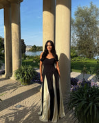 Black and Ivory Split Maxi Dress H6487