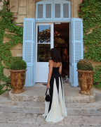 Black and Ivory Split Maxi Dress H6487