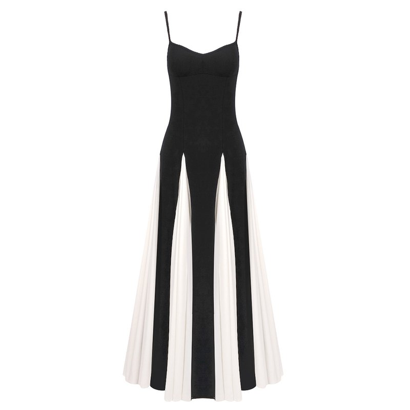 Black and Ivory Split Maxi Dress H6487