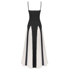 Black and Ivory Split Maxi Dress H6487