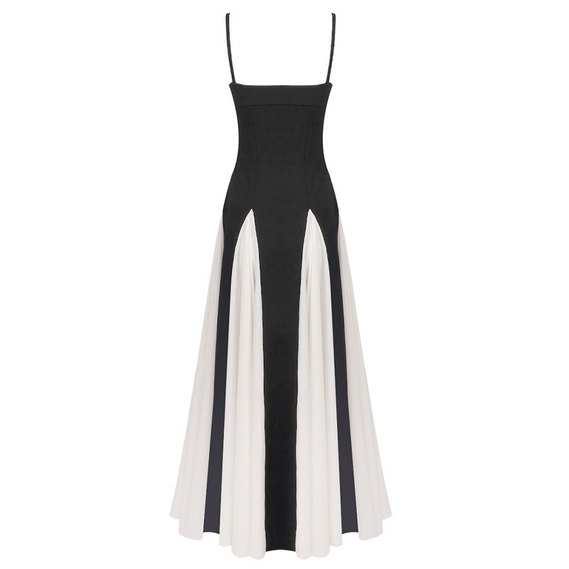 Black and Ivory Split Maxi Dress H6487