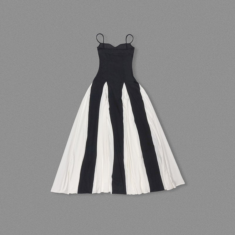Black and Ivory Split Maxi Dress H6487