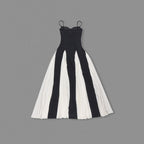 Black and Ivory Split Maxi Dress H6487