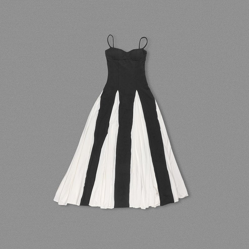 Black and Ivory Split Maxi Dress H6487