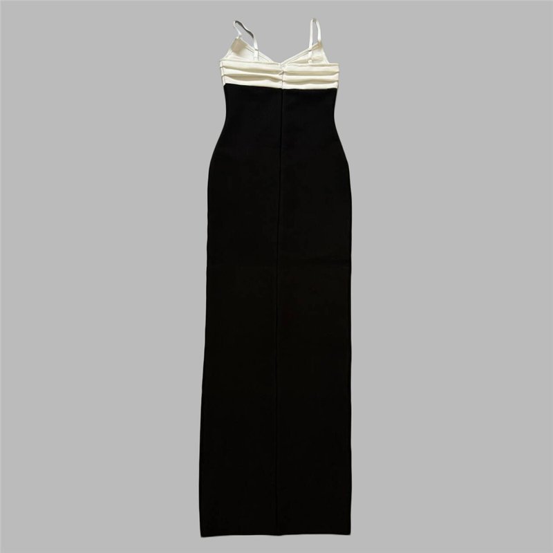 Black and White Button Front Maxi Dress H6415