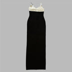 Black and White Button Front Maxi Dress H6415