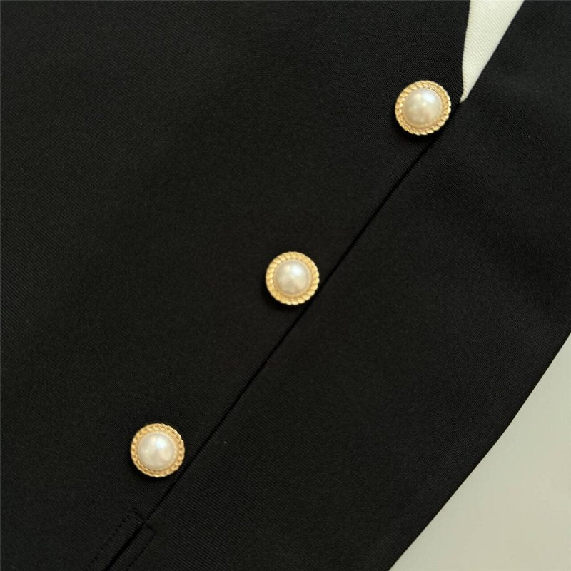 Black and White Button Front Maxi Dress H6415