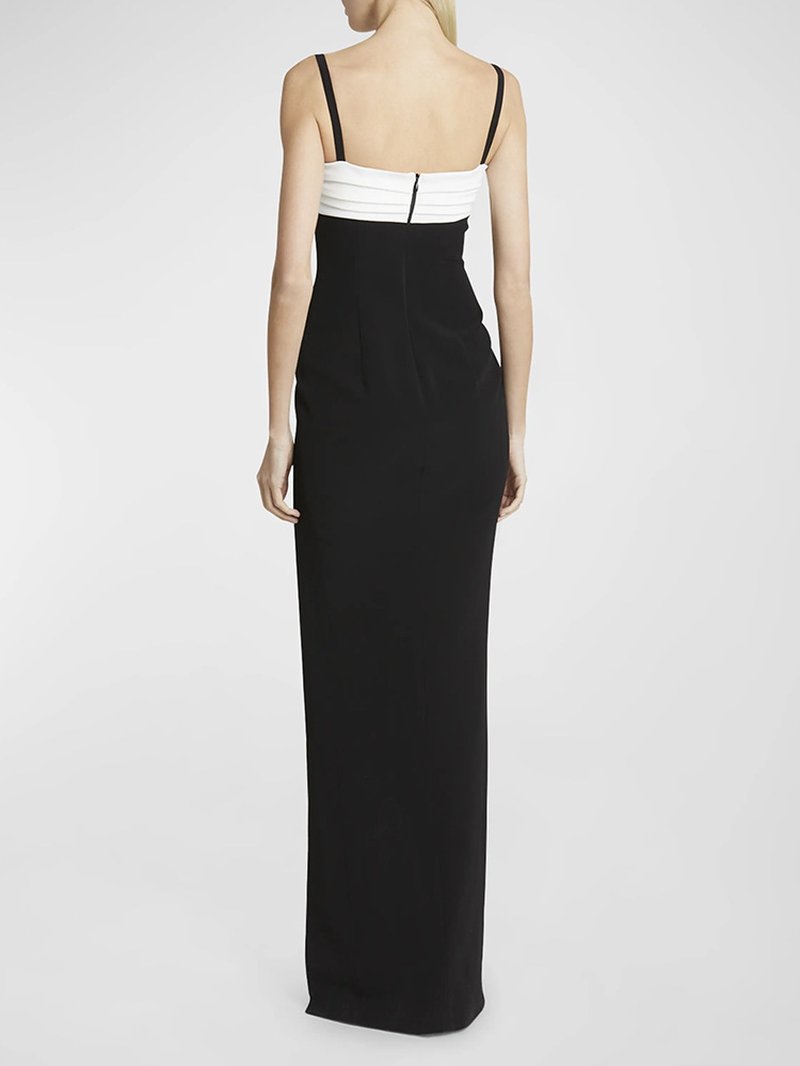 Black and White Button Front Maxi Dress H6743