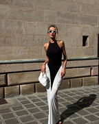 Black and White Halter Mermaid Gown H6993