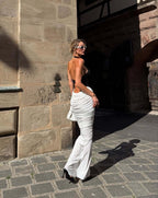 Black and White Halter Mermaid Gown H6993