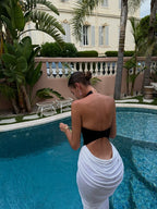 Black and White Halter Mermaid Gown H6993