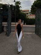 Black and White Halter Mermaid Gown H6993