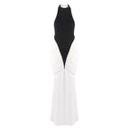 Black and White Halter Mermaid Gown H6993