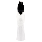 Black and White Halter Mermaid Gown H6993