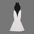 Black and White Halter Mermaid Gown H6993