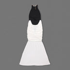 Black and White Halter Mermaid Gown H6993