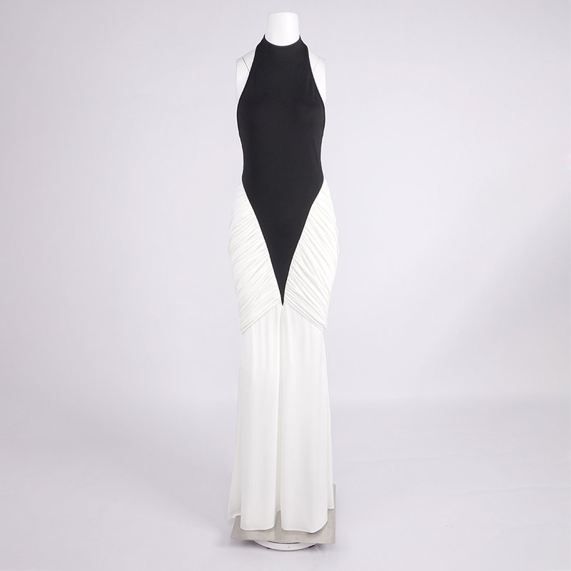 Black and White Halter Mermaid Gown H6993