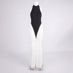 Black and White Halter Mermaid Gown H6993