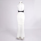 Black and White Halter Mermaid Gown H6993