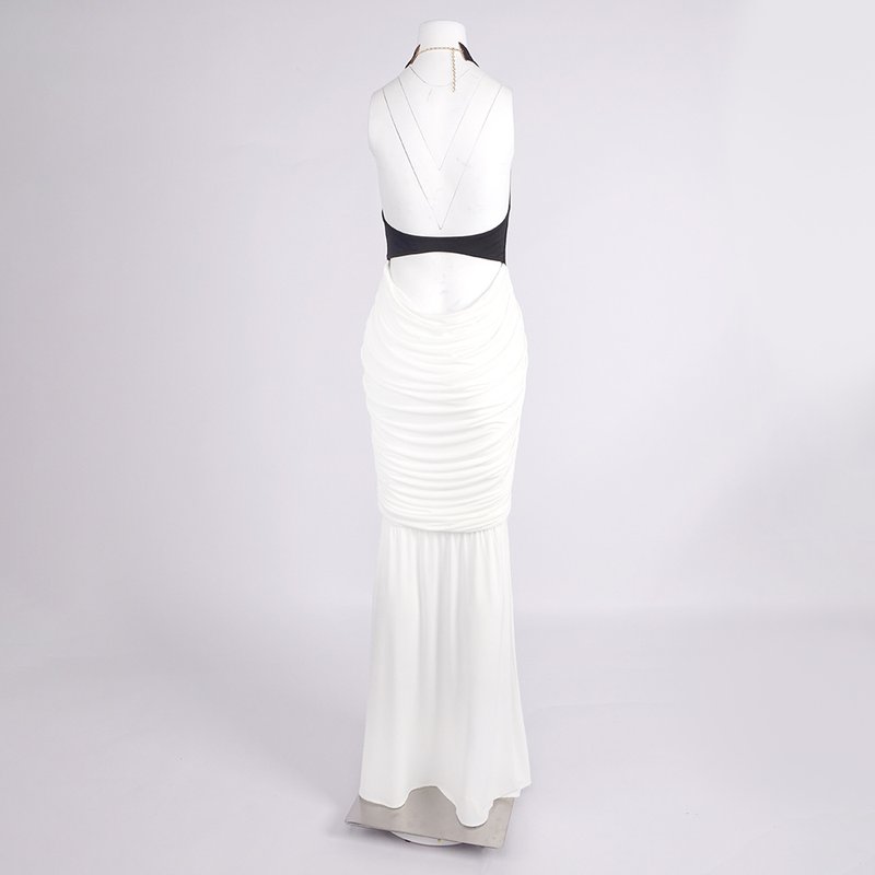 Black and White Halter Mermaid Gown H6993