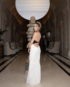 Black and White Halter Mermaid Gown H6993