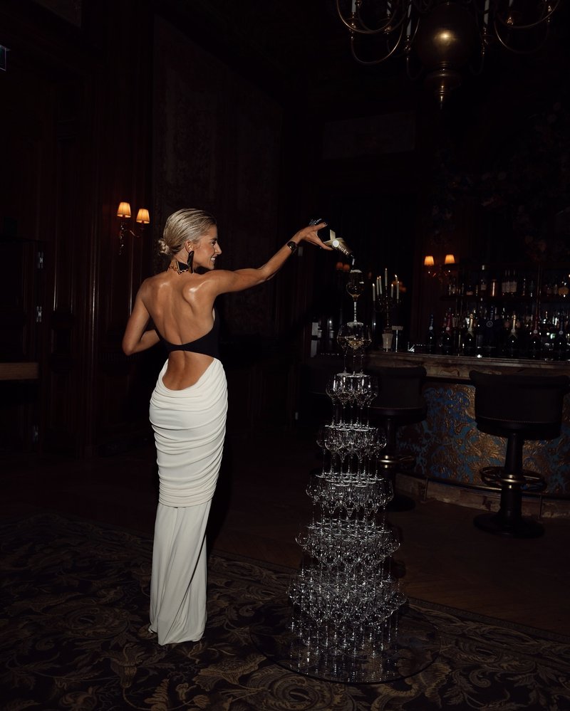 Black and White Halter Mermaid Gown H6993