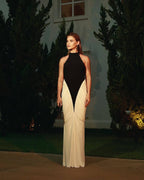 Black and White Halter Mermaid Gown H6993
