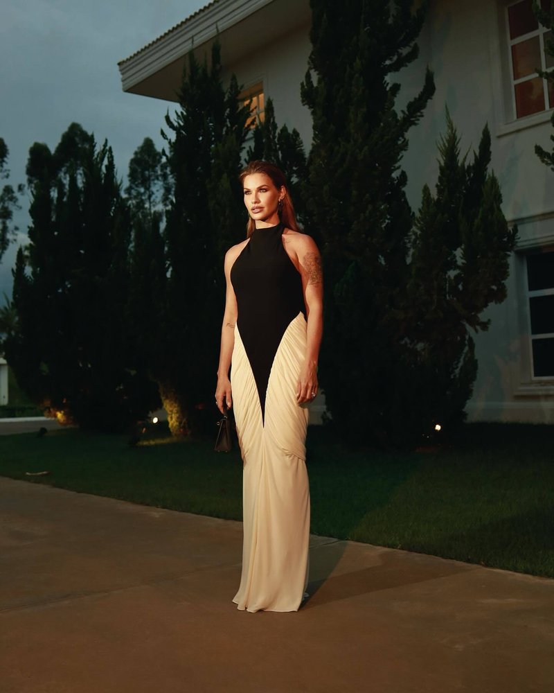 Black and White Halter Mermaid Gown H6993
