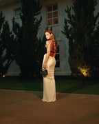 Black and White Halter Mermaid Gown H6993