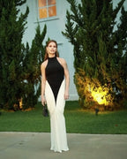 Black and White Halter Mermaid Gown H6993
