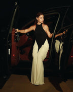 Black and White Halter Mermaid Gown H6993