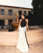 Black and White Halter Mermaid Gown H6993
