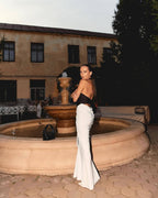 Black and White Halter Mermaid Gown H6993