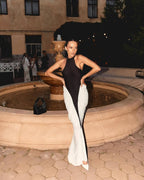 Black and White Halter Mermaid Gown H6993
