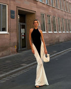 Black and White Halter Mermaid Gown H6993