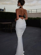 Black and White Halter Mermaid Gown H6993