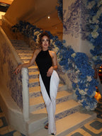 Black and White Halter Mermaid Gown H6993