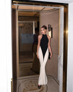 Black and White Halter Mermaid Gown H6993