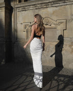 Black and White Halter Mermaid Gown H6993