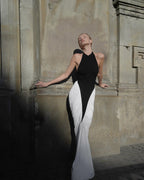 Black and White Halter Mermaid Gown H6993