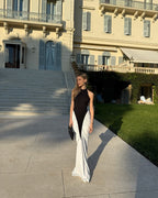Black and White Halter Mermaid Gown H6993