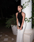 Black and White Halter Mermaid Gown H6993
