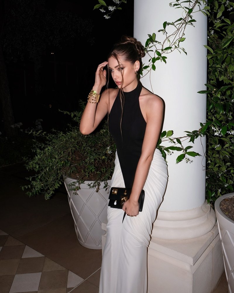 Black and White Halter Mermaid Gown H6993