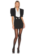 Black and White Lapel Mini Dress H5682