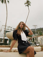 Black and White Lapel Mini Dress H5682