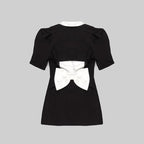 Black and White Lapel Mini Dress H5682