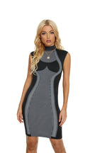 Black and White Stripe Bodycon Dress H3615